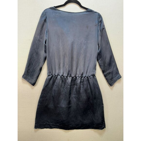 Vintage Theory Womens Cowl Neck Satin Mini Dress Size 4 Slate Gray 3/4 Sleeve - Picture 9 of 11